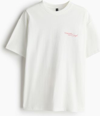 H&M Oversized T-Shirt mit Print - Cremefarben/Apoh