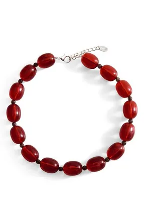 Mango Stone Beaded Collar Necklace in Russet at Nordstrom