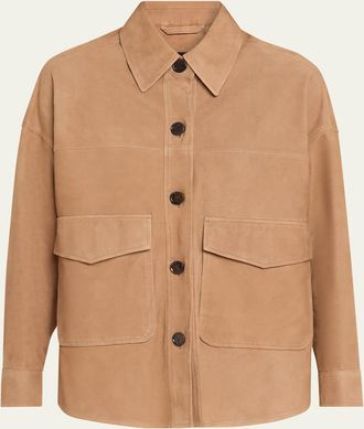 Arma Kaylee Button-Down Lambskin Suede Jacket