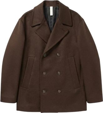 Hev&ograve; Giaccone - Heren - Mantel - Bruin - XL - Wol - Jassen