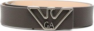 Emporio Armani Riem met logoplaat - Dames - Accessoires - Grijs - Maat: 95 CM Leer