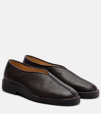 Christophe Lemaire Piped leather slip-on shoes