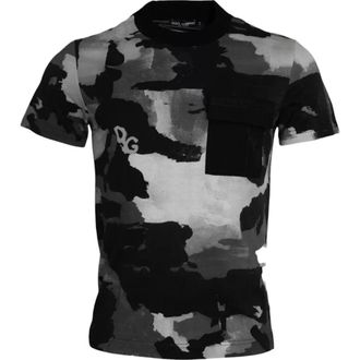 Dolce & Gabbana Mens Multicolor Camouflage Cotton Crewneck T-Shirt Nylon