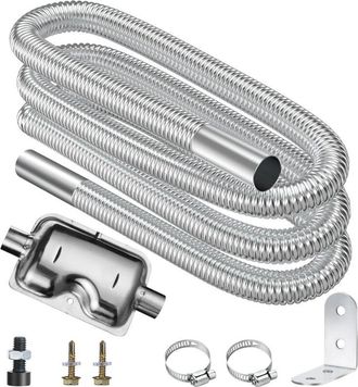 OEM Tubo De Escape Para Calentador De Coche, Manguera De Acero Inoxidable De 300 Cm Para Calentador De Estacionamiento Con Silenciador Mejorado Y 2 Clips 