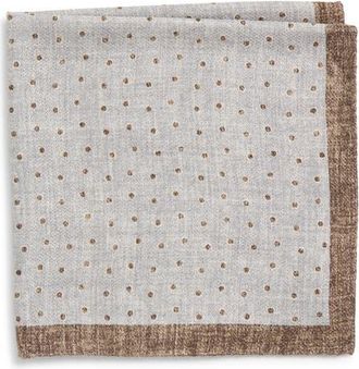Jack Victor Thelon Dotted Silk Pocket Square in Tan at Nordstrom