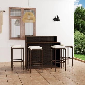 vidaXL Juego De Muebles De Bar Para Jard&iacute;n 5 Piezas Y Cojines Marr&oacute;n Vidaxl
