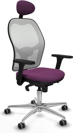 Piqueras y Crespo Piqueras Y Crespo - Jorquera Sincro Malla Blanca Similpiel Morado Brazos 3d Base Aluminio Cabecero Fijo Ruedas 65mm Engomada