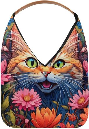 Generic Color Drawing Cat Reusable Lightweight Grocery Bags - Foldable Into Compact Pouch, Washable & Sturdy, Multipurpose for Shopping and Travel