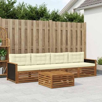 vidaXL Vidaxl Set Di Divani Da Esterno 5 Pz Naturale E Crema