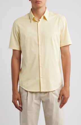 Theory Irving Structure Knit Short Sleeve Button-Up Shirt in Sundance at Nordstrom, Size Xx-Large