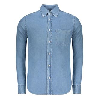 Moorer Denim Shirt Afgeronde Zoom 100% Katoen - Heren - Spijkeroverhemden - Blauw - M - Katoen - Overhemden