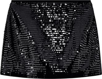 A|X Armani Exchange Sequin Skirt with Logo Plaque - Dames - Korte rokken - Zwart - XS - Pailletten - Rokken