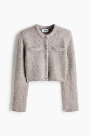 H&M Cardigan mit Schulterpolstern aus Mohairmix - Grau