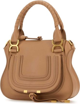 Chlo&eacute; Marcie Calfskin Leather Shoulder Bag - Beige