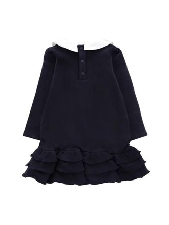 Moncler Logo-Embroidered Cotton-Elastane Dress - Blue