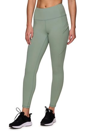 Avalanche Womens Super Soft Cargo Hiking Gym Full Length Legging with Pockets, Peached Lily Pad, Large