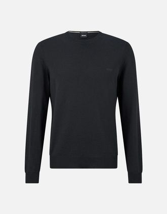 HUGO BOSS Mens Botto-l Crew Neck Knitwear Black - Size: 44