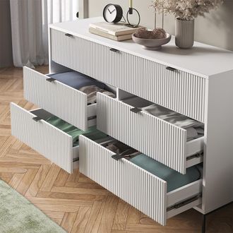 Vicco Credenza Eliza, Bianco, 140 X 81 Cm Con 7 Cassetti