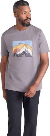 Mountain Warehouse Linear Mountain Mens Cotton T-Shirt - Lightweight & Breathable UV Protect Tee Shirt - Best for Autumn, Winter Outdoors & Holiday Charcoal 3XL