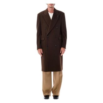Lardini Jassen, Heren, Bruin, XL, Wol, Double-breasted Coat