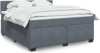 vidaXL Vidaxl - Cama Box Spring Con Colch&oacute;n Terciopelo Gris Oscuro 180x200 Cm