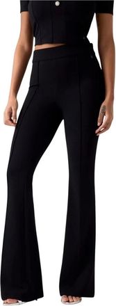 Guess Broeken, Dames, Zwart, XS, Polyester, Nieuwe Flared Evelina Pantalon