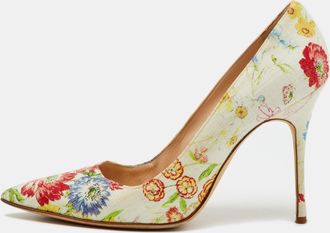 Manolo Blahnik Multicolor Floral Printed Canvas Bb Pointed Toe Pumps