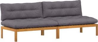 vidaXL Unidad Sof&aacute; Medio 2 Uds. Gris Natural Y Oscuro Madera De Acacia Vidaxl