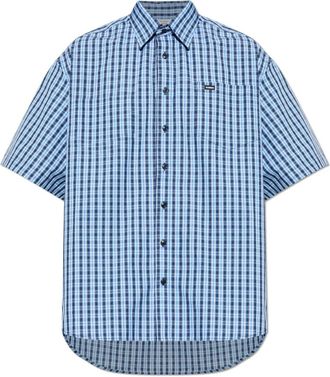 VETEMENTS Shirt met geruit patroon - Heren - Korte mouwen Overhemden - Blauw - XS - Katoen - Overhemden