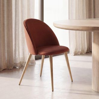 Maisons du monde Silla de comedor de tela reciclada naranja