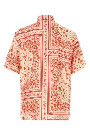 Fendi Mens Printed Silk Shirt Coral Exterior: Camicie