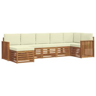 vidaXL Conjunto De Sof&aacute; Seccional Con Coj&iacute;n 7 Pcs Natural Y Crema Vidaxl