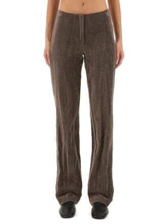 Alysi Velvet Crinkle Trousers - Brown