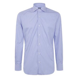 Barba Overhemden, Heren, Blauw, M, Popeline Overhemd