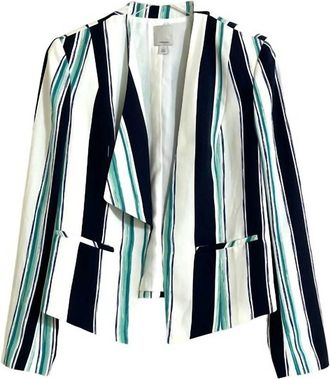 Halogen Womens Striped Open Front Blazer In Multicolor