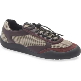 Prada Speedrock Mixed Media Sneaker in Argilla/Bordeaux at Nordstrom, Size 10.5Us