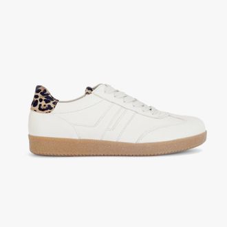 Gabor West Womens Court Trainers Cream - White Leather - Size UK 8