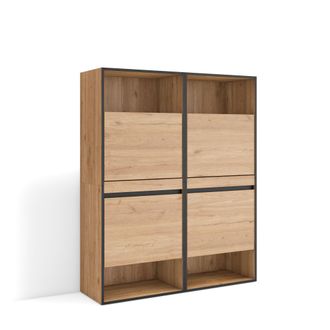 Skraut Home Skraut Home - Zapatero, Armario Zapatos Botas, 120x145x35 Cm, Dormitorio, Habitaci&oacute;n, Mueble Auxiliar, Estilo Moderno, Roble
