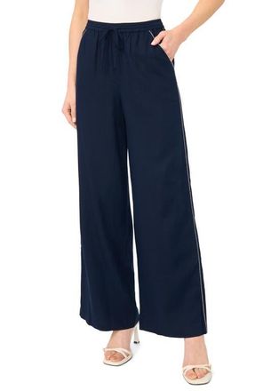 CeCe by Cynthia Steffe Contrast Trim Crop Pants in Classic Navy at Nordstrom, Size Xx-Large