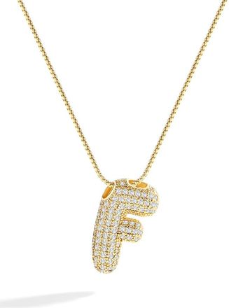 Mint & Lily Pave Bubble Initial Necklace in 18K Gold /Letter F at Nordstrom