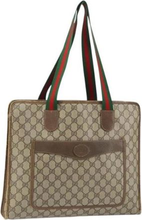 Gucci Pre-owned Tote Bags, female, Beige, Size: ONE SIZE Pre-owned Canvas Tote Bag