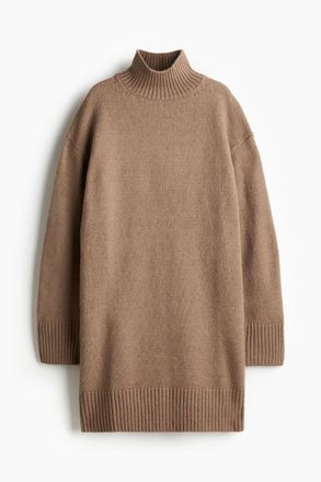 H&M Strickkleid mit Turtleneck - Brown