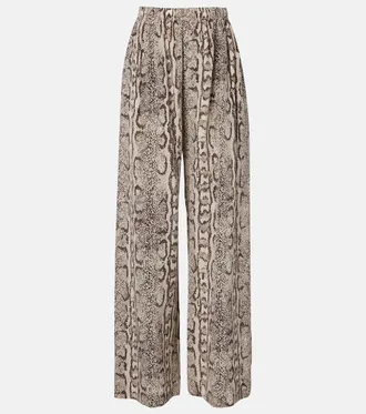 Balenciaga Snake-print silk palazzo pants