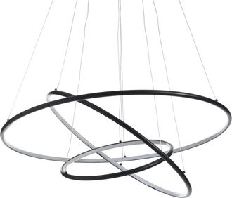 Oresteluchetta Lámpara de araña de 3 anillos de aluminio negro mate cm. Al.92 x ø.80
