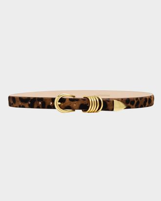 D&eacute;hanche Hollyhock Animal-Print Pony Hair Belt