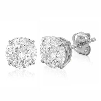 MAX + STONE 14k Yellow or White Gold Solitaire Round Cubic Zirconia Stud Earrings 4MMto7.5MM