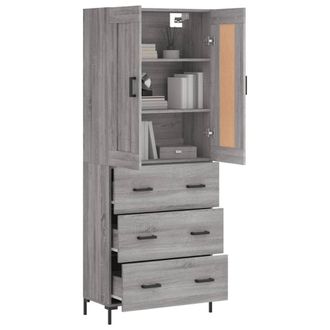 Berkfield Home Highboard Grey Sonoma 69.5x34x180 cm Engineered Wood