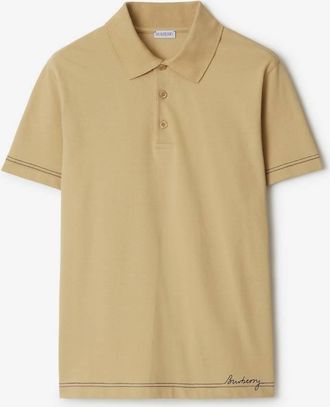 Burberry Logo-Embroidered Polo Shirt, Size Medium
