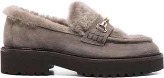Doucal's Bruine Leren Casual Loafers - Dames - Loafers - Bruin - 38 EU - Leer - Schoenen