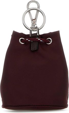 Prada Mens Burgundy Fabric Key Ring Bordeaux Portachiavi Keychains